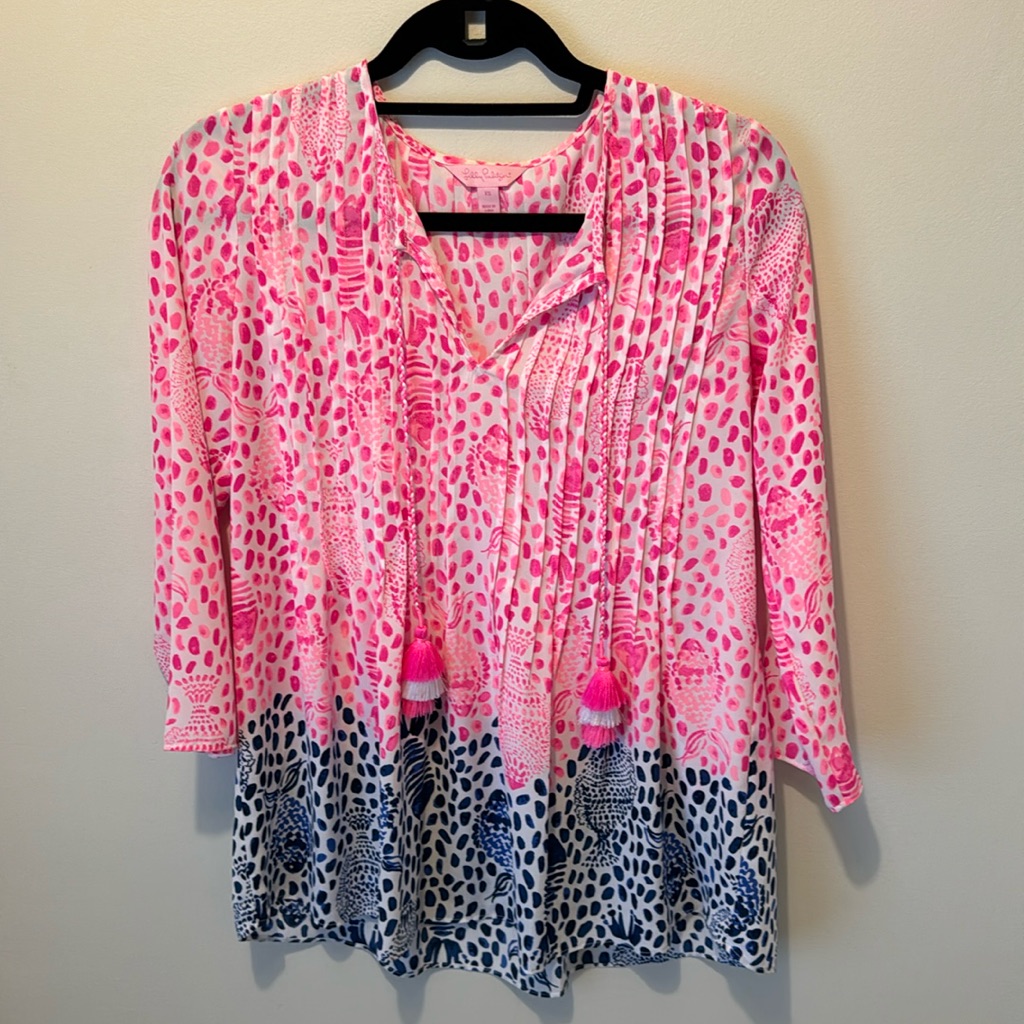 Lilly Pulitzer, Size Xs, Tunic With Pom-Pom Tassels